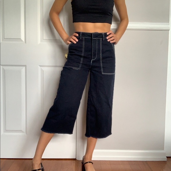 Forever 21 crop wide-leg jeans - Picture 1 of 5